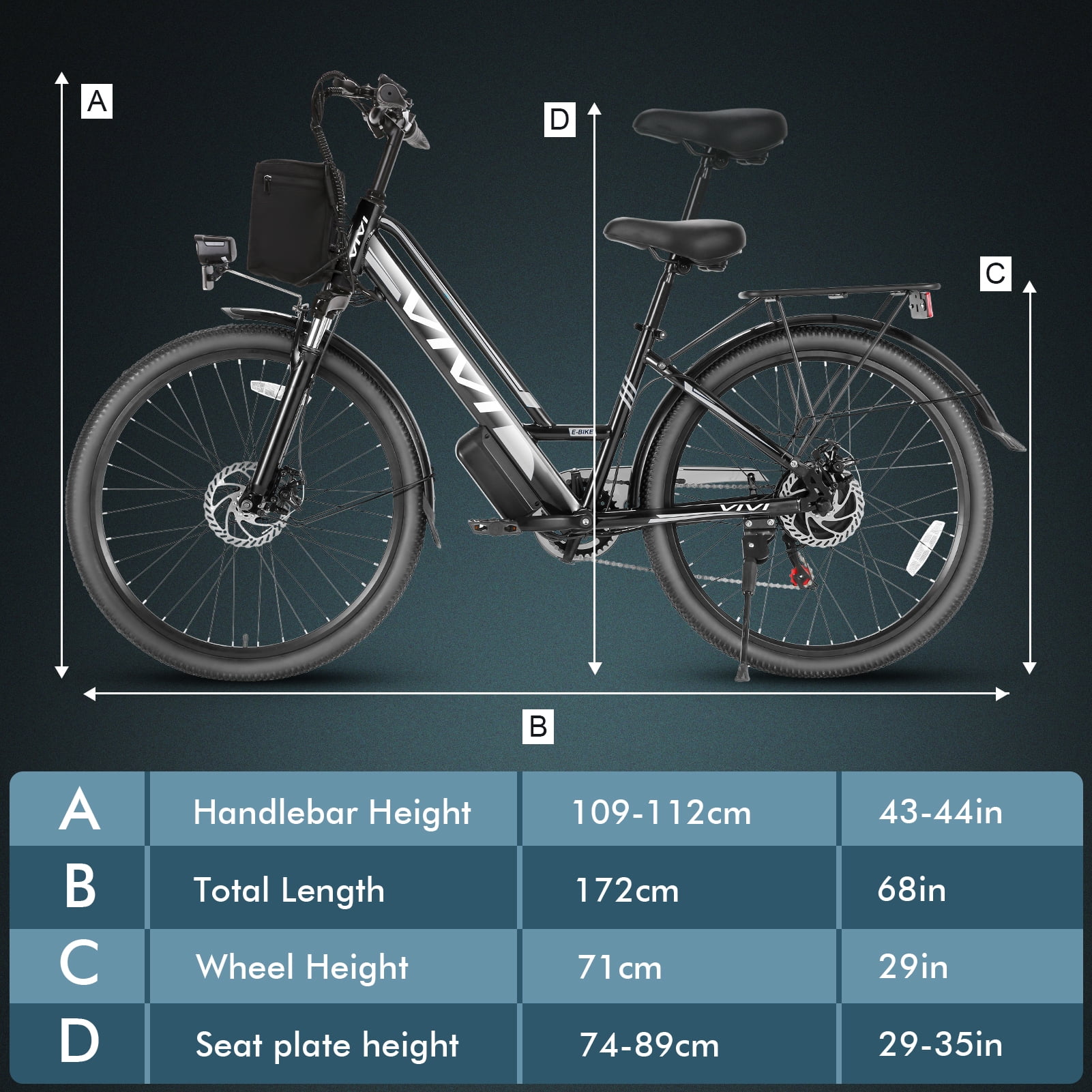 Vivi Electric Bike 26" City Commuter Electric Bike 48V 500W Step-Through Electric Bike 19.8MPH Electric Cruiser Bike Beach Bike with Cruise Control, UL2849 Certified