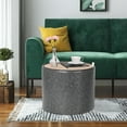 thumbnail image 2 of Homebeez PU Round Storage Ottoman Footrest Stool, Coffee Table with Removable Wooden Lid for Bedroom/Living Room, Gray 18.7"D x 15.5"H, 2 of 6