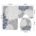 thumbnail image 3 of Blue Floral and Petal Pattern Bathroom Rugs Sets 3 Piece,Toilet Cover Set,Absorbent Non Slip Bathroom Mats Sets with U-Shaped Contour Rug Toilet Rug Set, 3 of 5