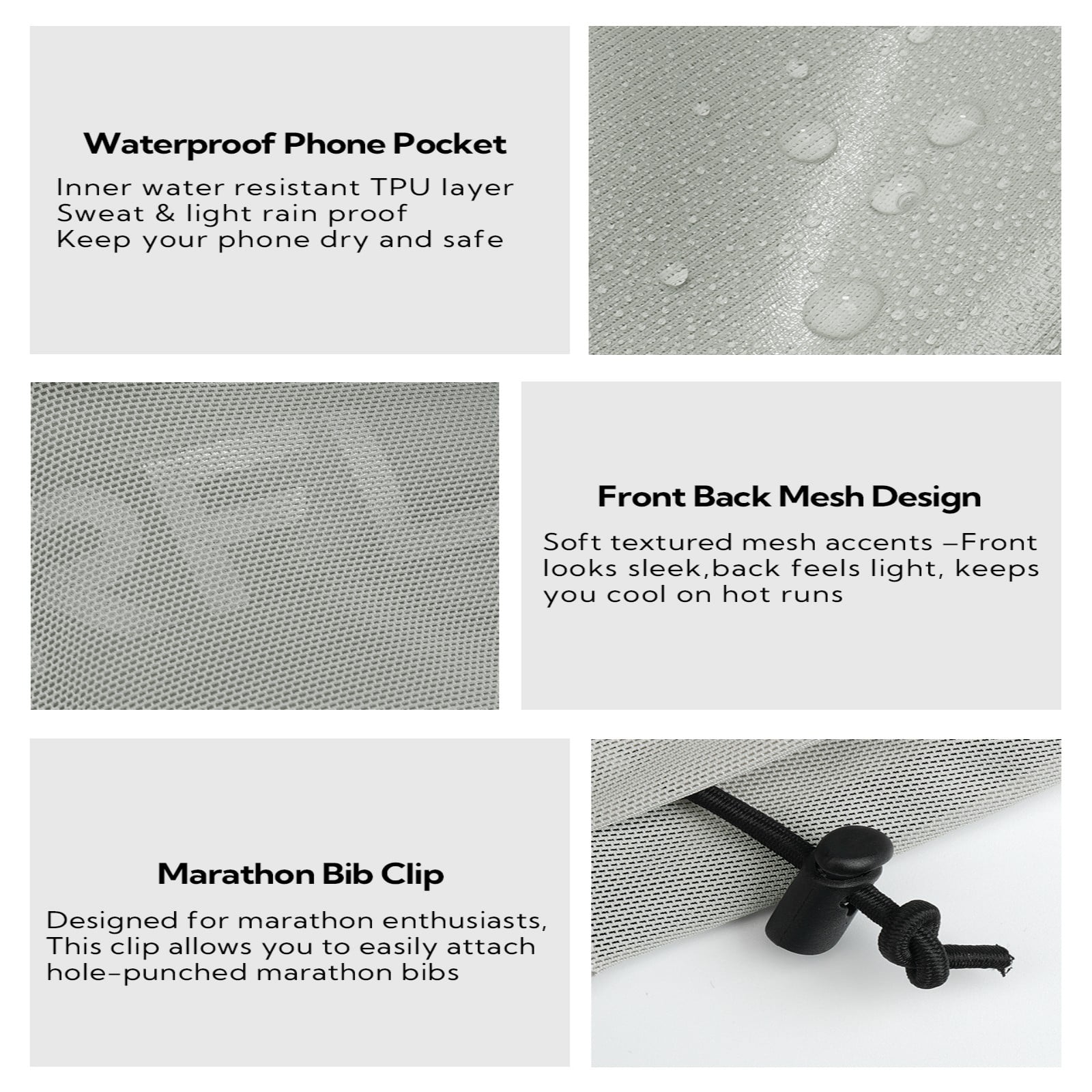WATERFLY Unisex Adjustable Sports Jogging Fitness Nylon Running Waist Belt Elastic Band,Gray