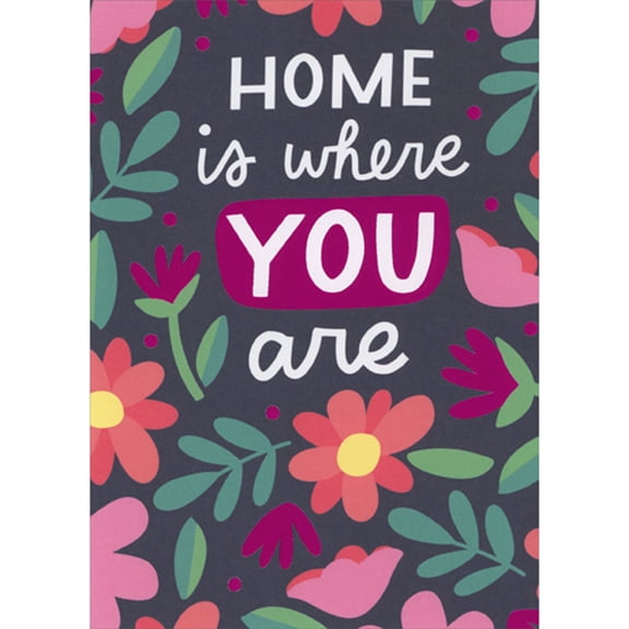 RSVP Home is Where You Are: Text Inside Border of Flowers and Leaves Mother's Day Card for Wife