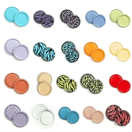 100pcs 1'' Flat Linerless Double Sided Painted Flattened Bottle Caps Craft