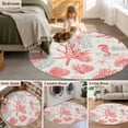 thumbnail image 5 of Round Rugs 4Ft, Red Coastal Shells Round Area Rug Washable Indoor Throw Carpet, Vintage Nautical Conch Coral Starfish Soft Non Slip Circle Rug for Kitchen Nursery Room Home Decor Aesthetic, 5 of 8