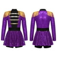 thumbnail image 5 of iiniim Kids Girls Long Sleeve Tassel Epaulet Shiny Sequins Dress Jumpsuit Stage Performance Purple 6, 5 of 7