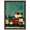 thumbnail image 1 of Playful Town Skyline Scene At Night With Pastels And Ink Artwork Framed Wall Art Print A4, 1 of 4