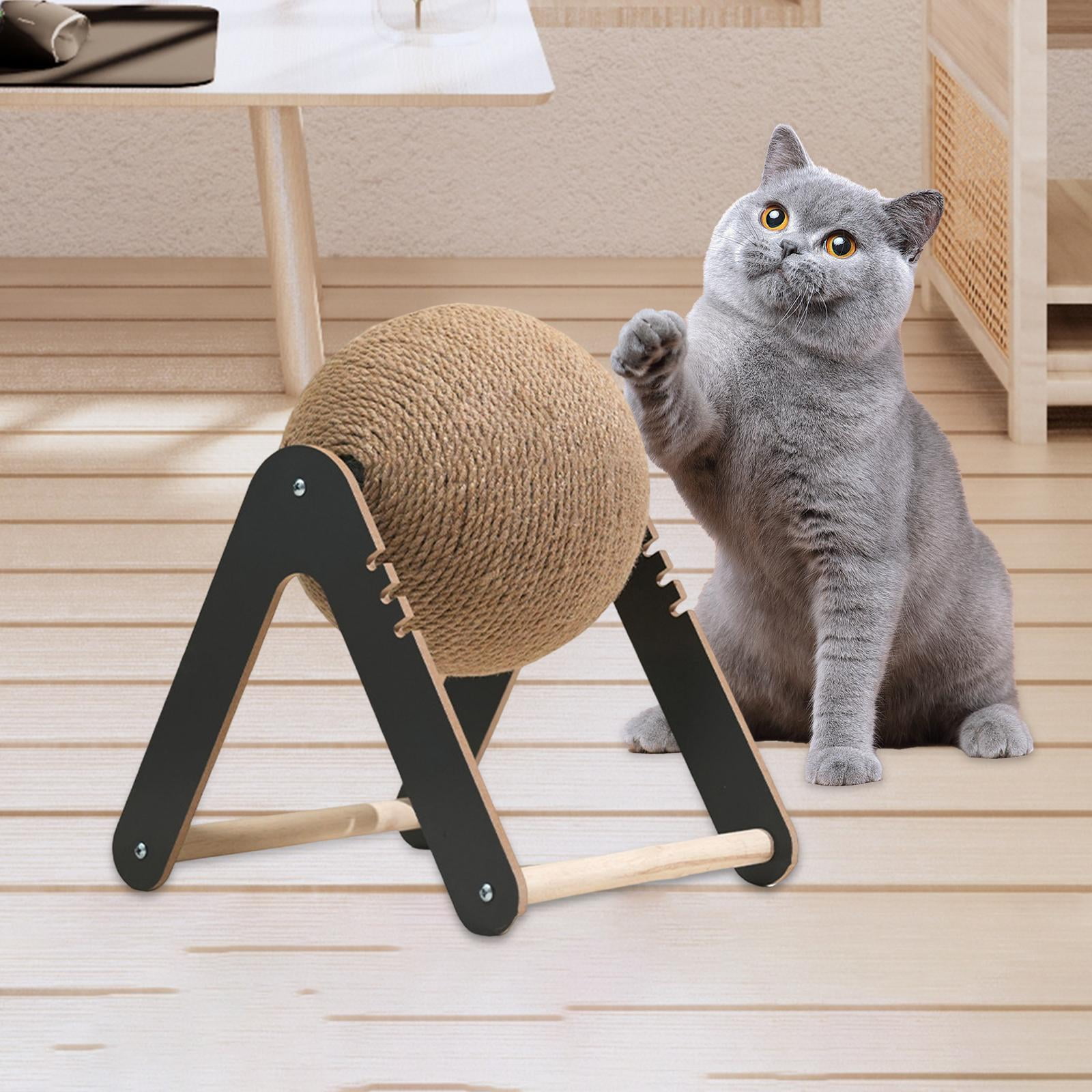 EHJRE Cat Scratching Ball, Interactive Wooden Scratching Toy, Pet Toy, Grinding Claw Protection, Sofa Floor, Entertainment for Kittens, House Cats S