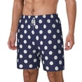 thumbnail image 5 of Mens Swim Trunks Polka Dot Navy Pattern Quick Dry Board Shorts with Compression Liner, 5 of 6