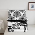 thumbnail image 5 of Homewish Goth Halloween Skull Twin Comforter Sets,Victorian Damask Bedding Set,Black White,Black Reversible,2 Pieces,1 Comforter and 1 Pillowcase, 5 of 7