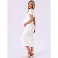 thumbnail image 4 of DARING DIVA Women's Soft Bodycon Midi Side Ruched Ribbed Maternity Dress M White, 4 of 7