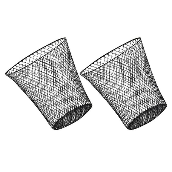 UPOUART 2-Pack Black Metal Mesh Trash Cans, Iron Waste Bins for Indoor and Outdoor Use, Kitchen and Office