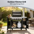 thumbnail image 2 of Brand Man 5-Burner Outdoor Gas Kitchen Grill Island with Side Burner, BBQ Station with Storage Cabinets and Fold-out Prep Table, LPG/NG Convertible, 2 of 9