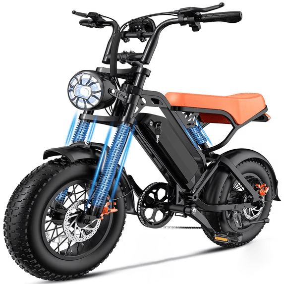 1200W Off-Road Electric Bike for Adults, 48V 18AH Removable Battery, 16" Wide Tires, 5-Speed Transmission, Dual Disc Brakes & Spring Suspension