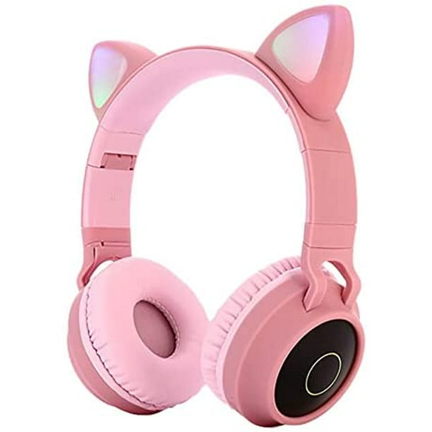 Bluetooth Headphones Cat Ear LED Light Up Wireless Foldable