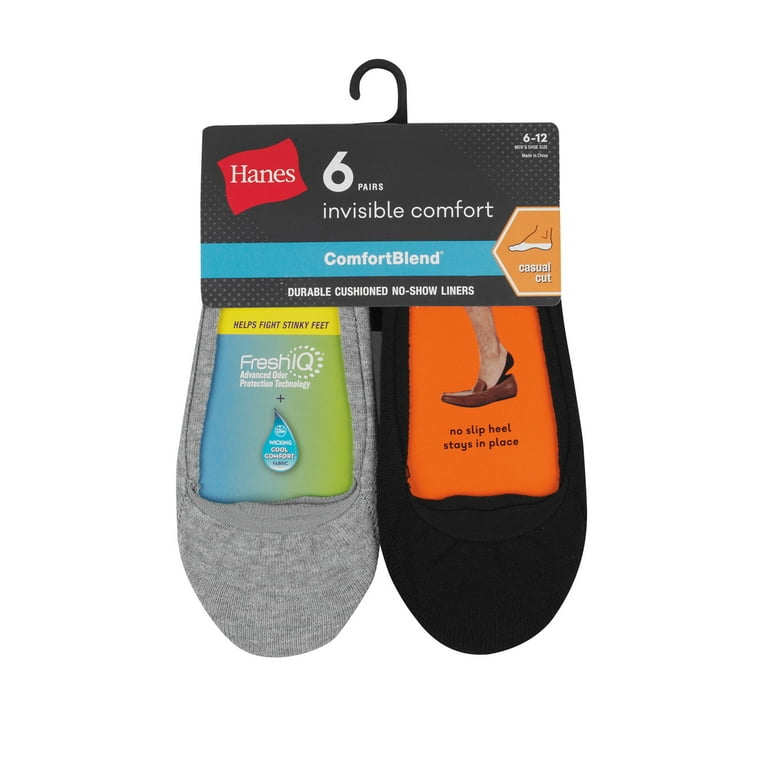 Men s ComfortBlend No Show Liner Socks 6 Pack Walmart