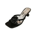 thumbnail image 2 of Quaouag Women's Satin 3D Flower Pointed Toe Kitten Heel Sandals Mules Fashion Fish Mouth Slip On Non-Slip Dress Stiletto Sandals for Prom Party Wedding Sexy Satin Pumps, 2 of 7