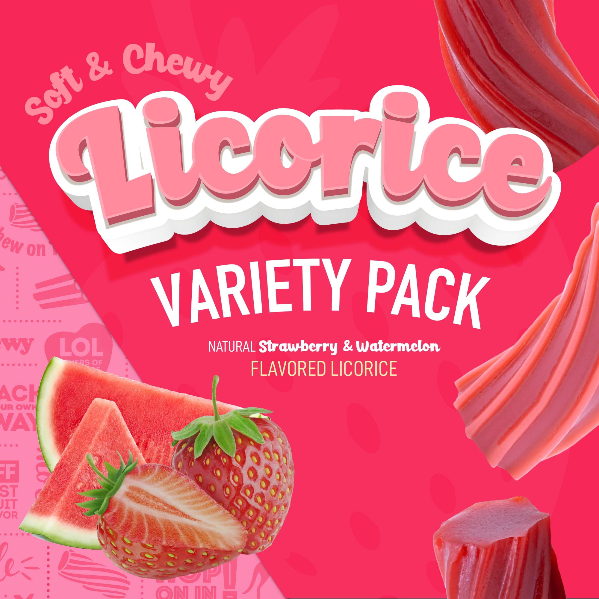 Wiley Wallaby 24oz Classic Red & Watermelon Classic Gourmet Australian Style Soft & Chewy Licorice Candy Variety Pack Twists, 2 Pack