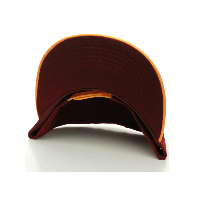 L.O.G.A. Plain Adjustable Snapback Hats Caps Flat Bill Visor - Burgundy  Yellow