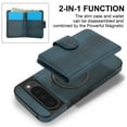 thumbnail image 5 of Dteck Magnetic Detachable Wallet Case for Google Pixel 9/9 Pro,Luxury Leather 2 in 1 Case Compatible with Mag Safe Card Slot Pocket Stand Shockproof Cover for Google Pixel 9/9 Pro,Blue, 5 of 5