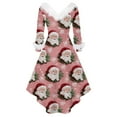thumbnail image 5 of Christmas Dresses for Women Women's Fashion Elegant Autun And Winter Long Sleeve V-Neck Christmas Print Dress for Holiday Party,Watermelon Red,M, 5 of 5