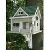Bungalow Birdhouse - Grey with Green Roof
