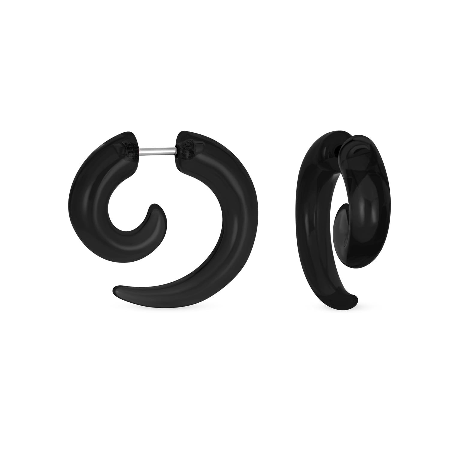 Covet Jewelry Devious Steel Fang Ear Gauge Spiral Hanging Taper