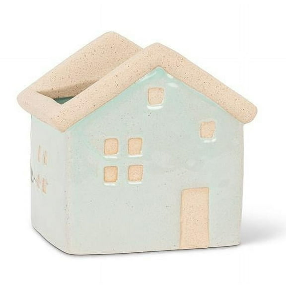 3.75 in. Ceramic House Planter, Aqua - Small