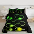 thumbnail image 2 of Homewish Geometric Honeycomb Full Size Comforter Sets 3-Piece for Teens Boys Girls,Abstract Gradient Hexagon Bedding Comforter Set,Green Yellow Lightweight Bedding Sets,Lightweight Room Decor, 2 of 8