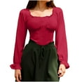 thumbnail image 3 of Top corto,Blusa renacentista con hombros descubiertos para mujer, manga larga fruncida con estilo corsé, 100 % poliéster, para uso diario y fiestas, sopatenor, 3 of 9