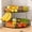 Gold, variant on 2 Tier Fruit Basket for Kitchen Counter - Detachable Metal Fruit Bowl with 2 Banana Hangers for Corner , Large Capacity Fruit Stand with Wooden Handle for Bread Fruit and Vegetable Storage- Black