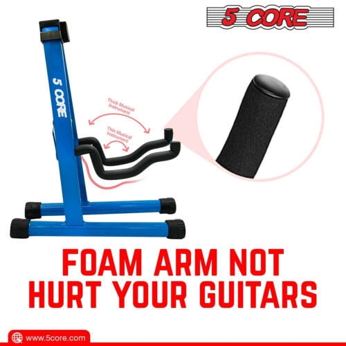 5 Core Guitar Stand A Frame w Soft Foam Arm Non Slip Rubber for Acoustic Electric Bass Ukulele