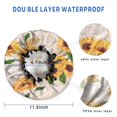 thumbnail image 3 of Shower Caps,Leaf Newspaper Text Sunflower Pattern Waterproof Shower Cap for Women 4 Pieces,Double Reusable Hair Cover for Shower PEVA Elastic Stretch Hem, 3 of 7