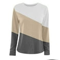 thumbnail image 4 of vdgthytj Hauts Grande Taille pour Femmes Manches Longues Col Rond Tuniques Mode Automne T-Shirts Amples à Blocs de Couleur, 4 of 5