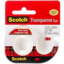 Scotch 144 Transparent Tape in Hand Dispenser, 1/2-Inch x 450-Inch, 1-Inch Core, Clear