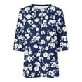 thumbnail image 5 of MaFYtyTPR Women 3/4 Sleeve Shirts Casual Fashion Half Zipper Printed Loose Comfortable T-shirt Spring And Summer 3/4 Sleeved Tops for Women Navy M, 5 of 5