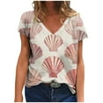 thumbnail image 2 of Womens Tops Summer V-Neck Short Sleeve Printed Casual T-Shirt Blouse Upgraded Mothers Day Gifts Travel Essentials, 2 of 5