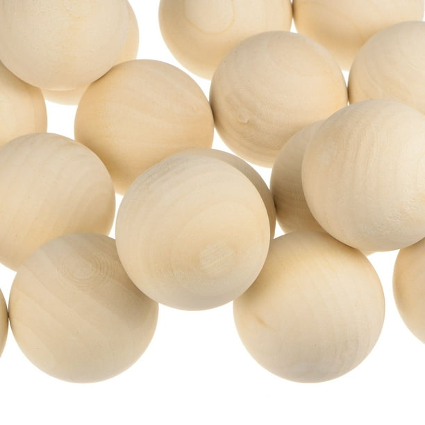 5pcs Bolas de Madera Redondas de 40mm de Diámetro Esferas de Madera Sólida sin Terminar, Bolas de Manualidades Naturales para Hacer Tú Mismo