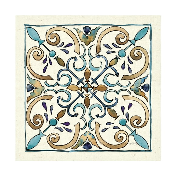 Anne Tavoletti 'Coastal Breeze Tile I' Canvas Art