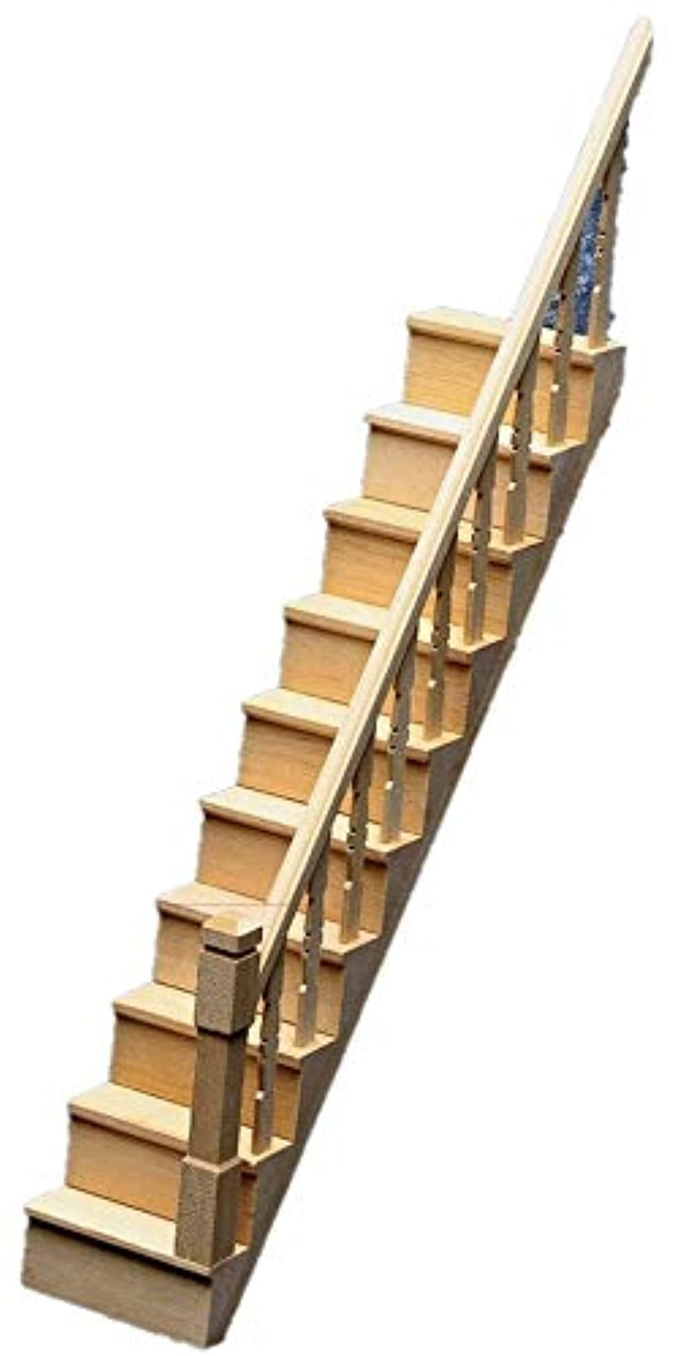 Dolls House Staircase Wooden Stairs with banister Rail each side 