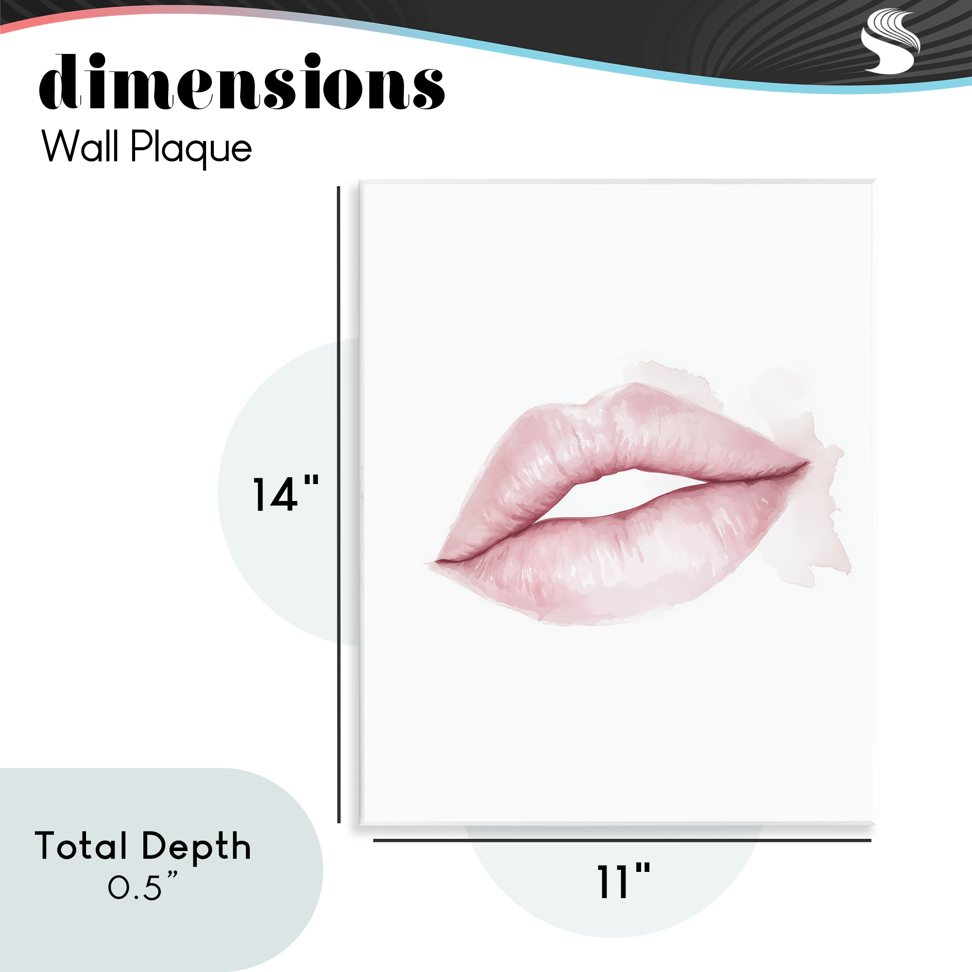 Pink Lips Watercolor Wall Plaque Art, design by Christine Simpson Art