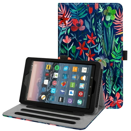 Flip Case for Fire 7 Tablet 9th Gen, 2019 Release, Fintie Vertical Multi-Viewing Hands-Free Standing Cover Jungle