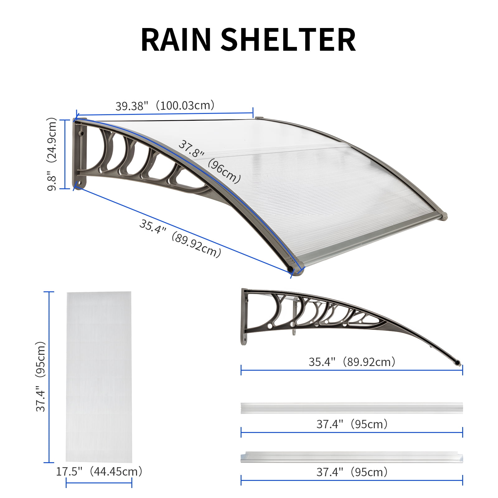 Window Awning Door Canopy - Rain Snow Sun Protection Cover, Modern Outdoor Weatherproof Shelter 45x40cm PC Material Door Awning Window Awning Door Canopy - Rain Snow Sun Protection Cover, Modern Outdoor Weatherproof Shelter 45x40cm PC Material Door Awning
