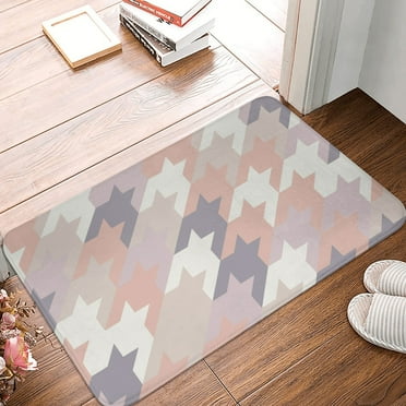 DouZhe Doormat Non-Slip Washable Floor Mat, Indoor Area Rug Vintage Abstract Houndstooth Pattern Carpet, 24x16 inches
