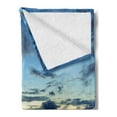 thumbnail image 2 of Blue Soft Flannel Fleece Throw Blanket, Photo of Dramatic Dusk Sunset Scenery over Calm Peaceful Tropic Azure Water Lagoon Ocean, Cozy Plush for Indoor and Outdoor Use, 50" x 60", Blue, by Ambesonne, 2 of 5