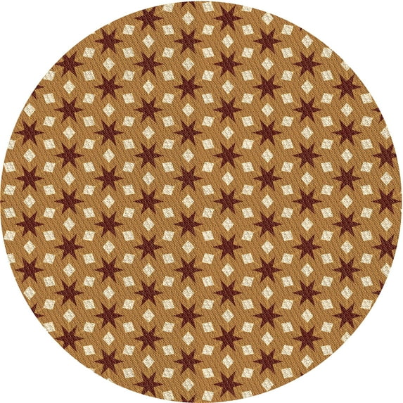 Ahgly Company Indoor Round Patterned Cantaloupe Orange Area Rugs, 3' Round