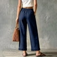 thumbnail image 5 of Dolkfu Cropped Women'S Pants Blue Ruffle Wide-Leg Mid-Waist Joggers Pants Elastic Waist Modern Solid Loungewear Pants Navy,Xxxl, 5 of 6