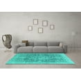 thumbnail image 3 of Ahgly Company Machine Washable Indoor Rectangle Abstract Turquoise Blue Modern Area Rugs, 2' x 5', 3 of 4