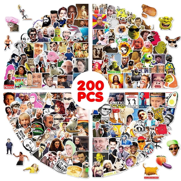 200-pack Meme Stickers for Adults and Teens, Waterproof Vinyl Stickers with Funny Emoticons for Laptops, iPhone