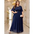 thumbnail image 5 of Miusol Women's Plus Size Elegant Butterfly Sleeve Chiffon Sequin Lace Bodice Evening Party Long Dress, 5 of 9