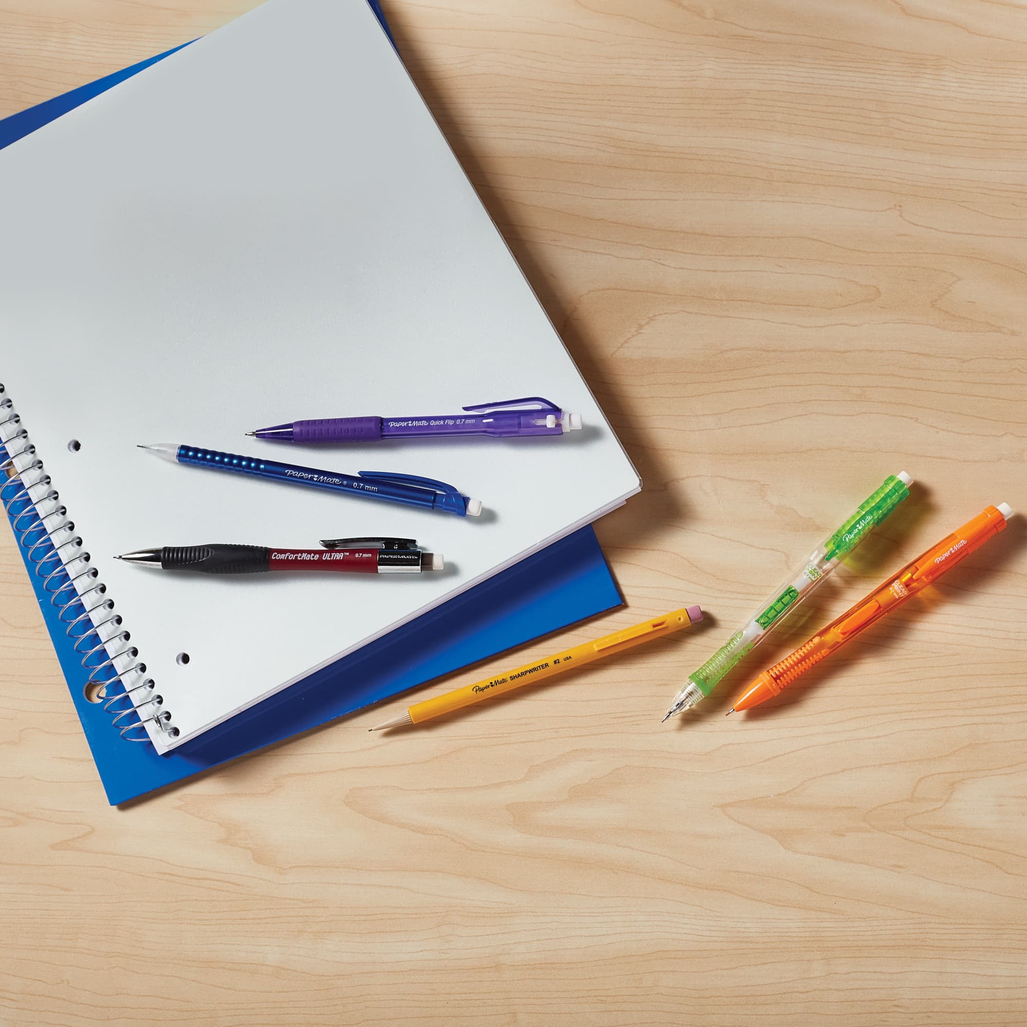 Paper Mate Comfort Mate Ultra Mechanical Pencils, 0.7mm, HB #2, Assorted Colors, 12 Count