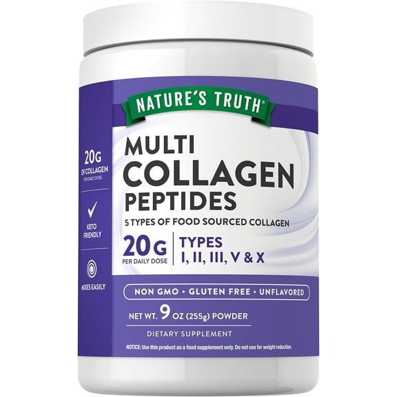 Multi Collagen Powder | 9 oz | Type I, II, III, V, X | Unflavored | Keto Formula | by Nature's Truth